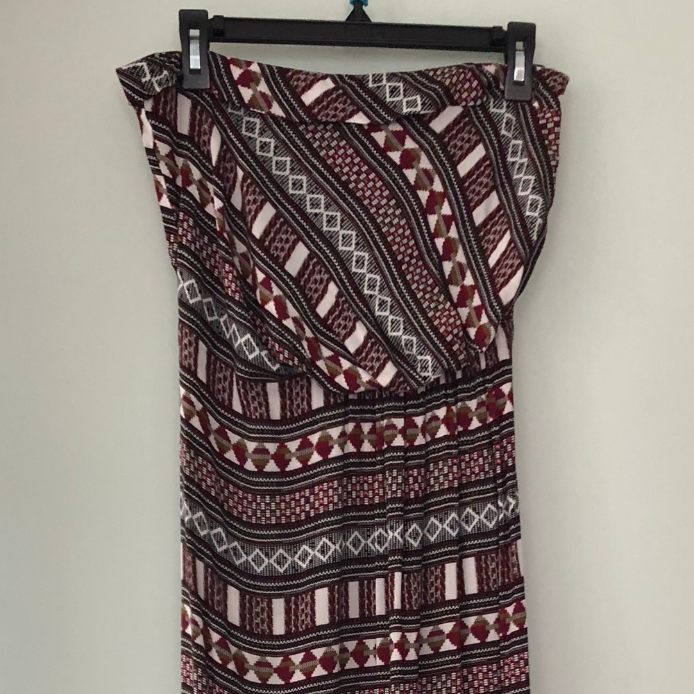 Strapless Embroidered Long Flowy Dress